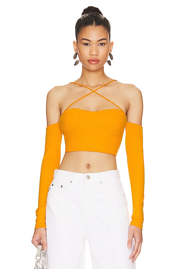 Image 1 of Jayla Strappy Crop Top in Marigold