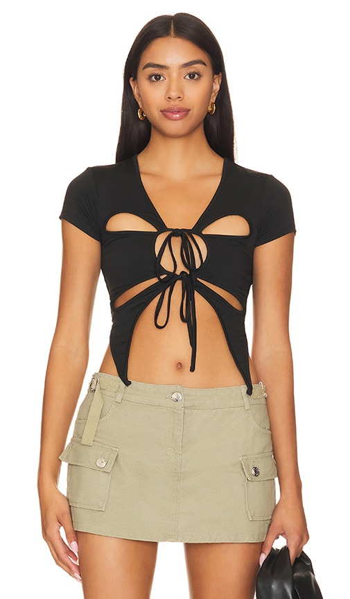 Superdown Neada Keyhole Top in BLACK. - Size S (also in M)