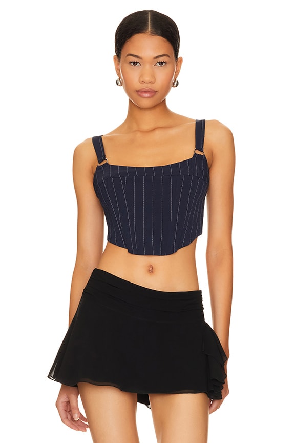 Image 1 of Paola Top in Navy Pinstripe