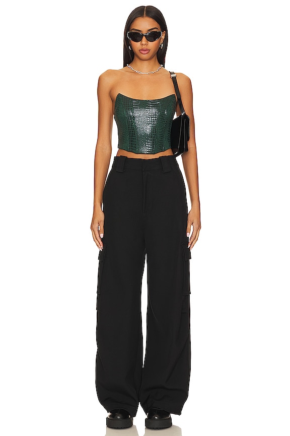 Superdown Tawny Faux Suede Top In Forest Green