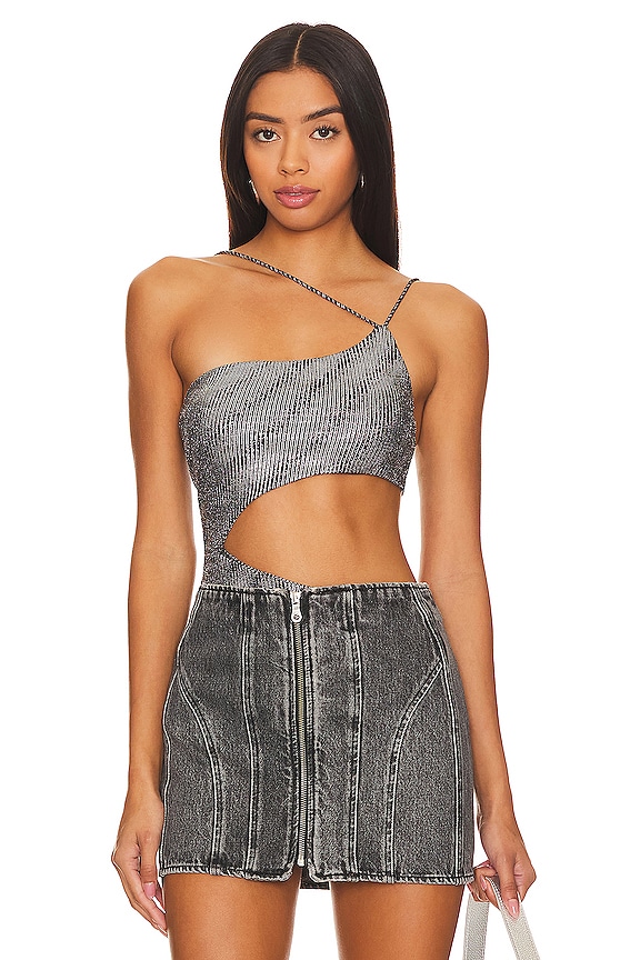 Image 1 of Tahlia Cut Out Bodysuit in Silver