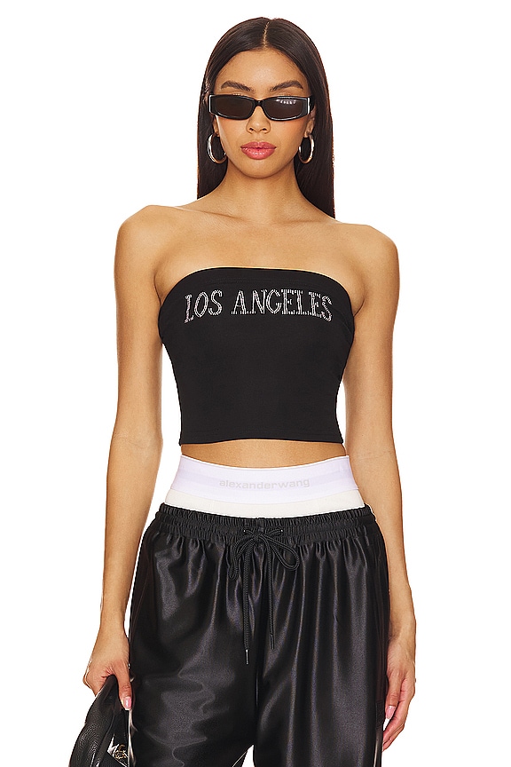 Image 1 of Los Angeles Cropped Tube Top in Black