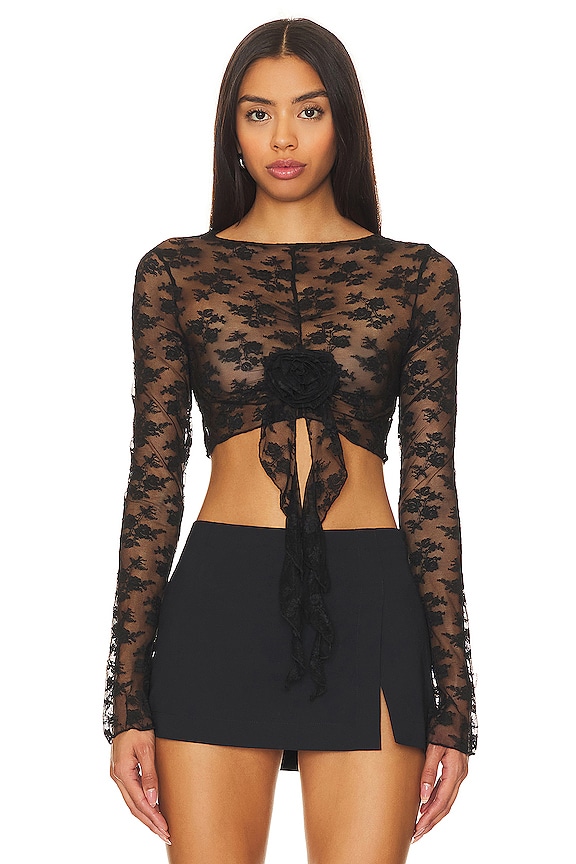 Image 1 of Cara Lace Top in Black