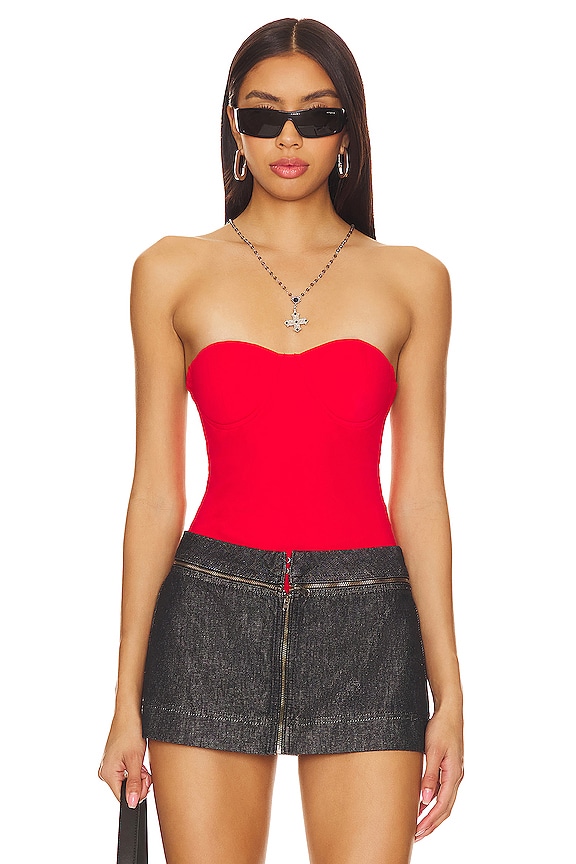 Image 1 of Stef Bustier Bodysuit in Red