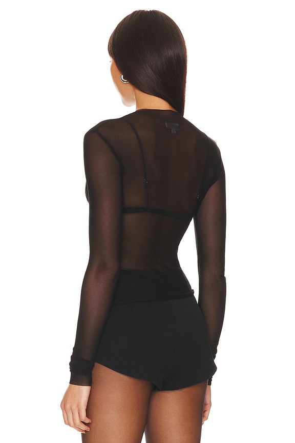Superdown Eliza Sheer Mesh Top In Black