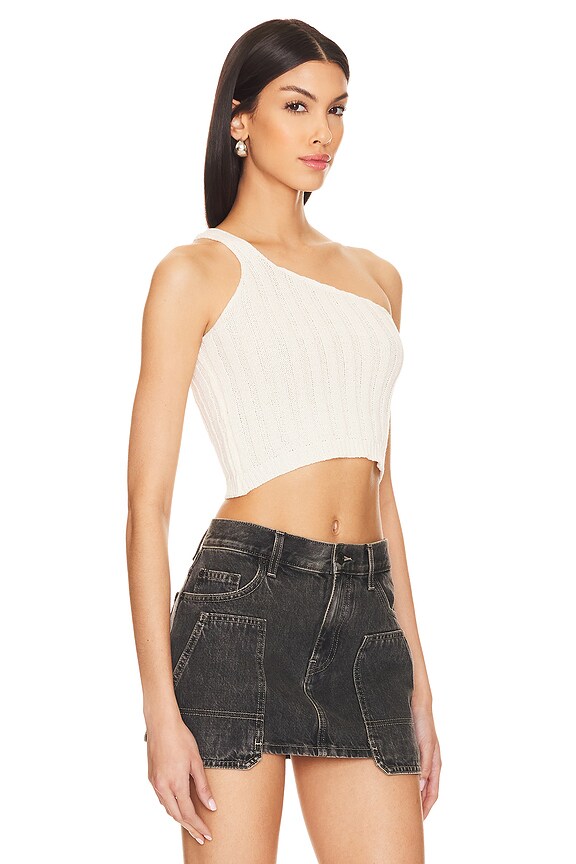 Superdown Mona One Shoulder Top In Cream