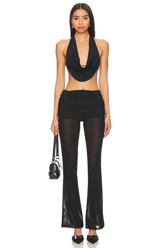 Superdown Daphne Halter Top In Black