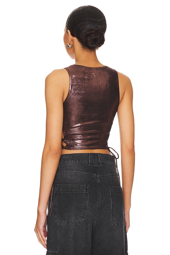 Superdown Tillee Lace Up Top In Brown