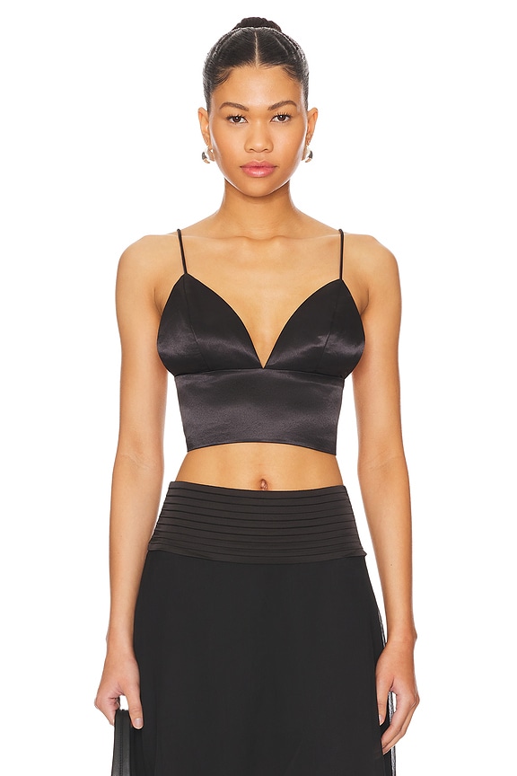 Image 1 of Gene Satin Top in Black