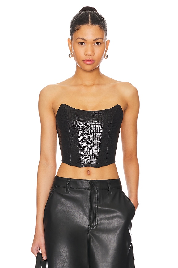 Image 1 of Tawny Faux Suede Top in Black