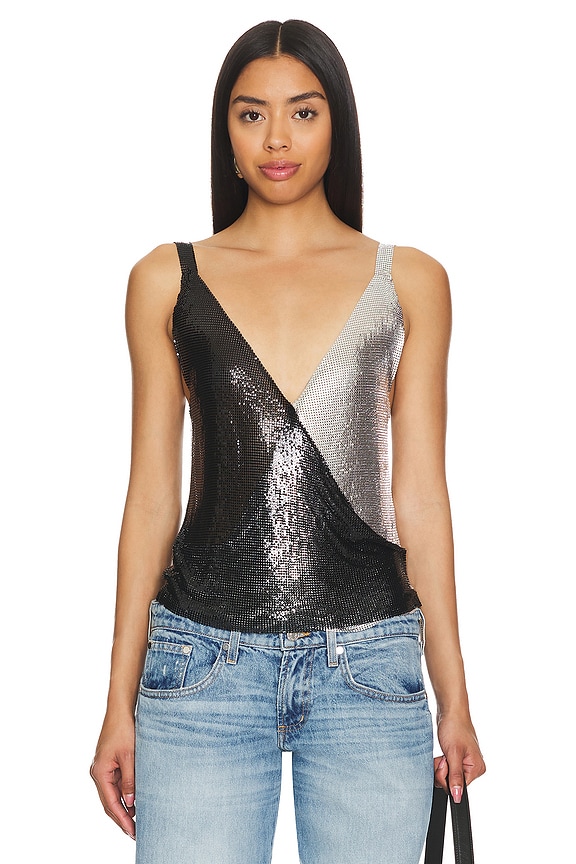 Image 1 of Mikaela Top in Black & Silver