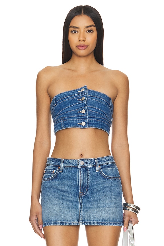 Image 1 of Fern Crop Top in Dark Wash