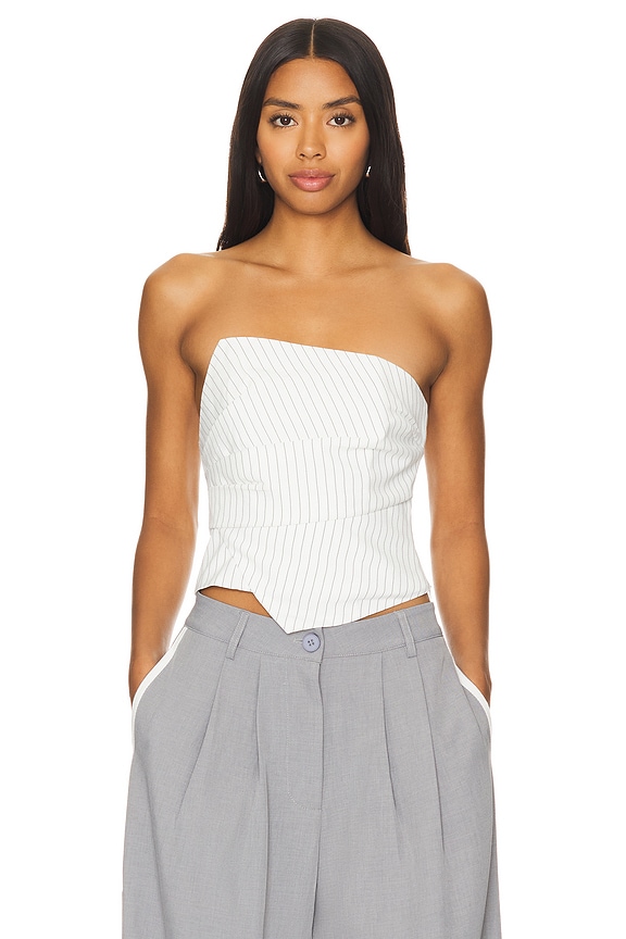 Image 1 of Rianna Strapless Top in Black & White