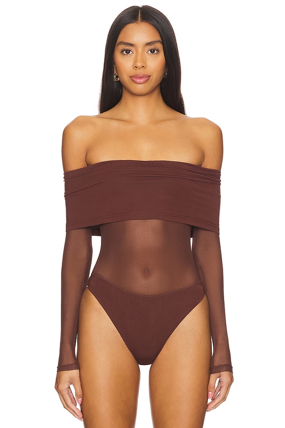 Superdown Koa Bodysuit In Chocolate Brown