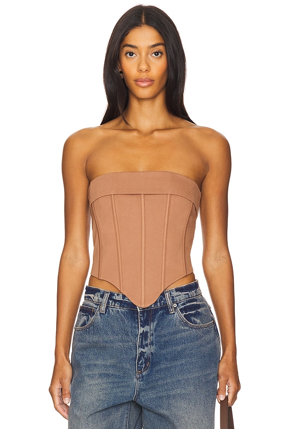 Image 1 of Loriana Corset Top in Mocha