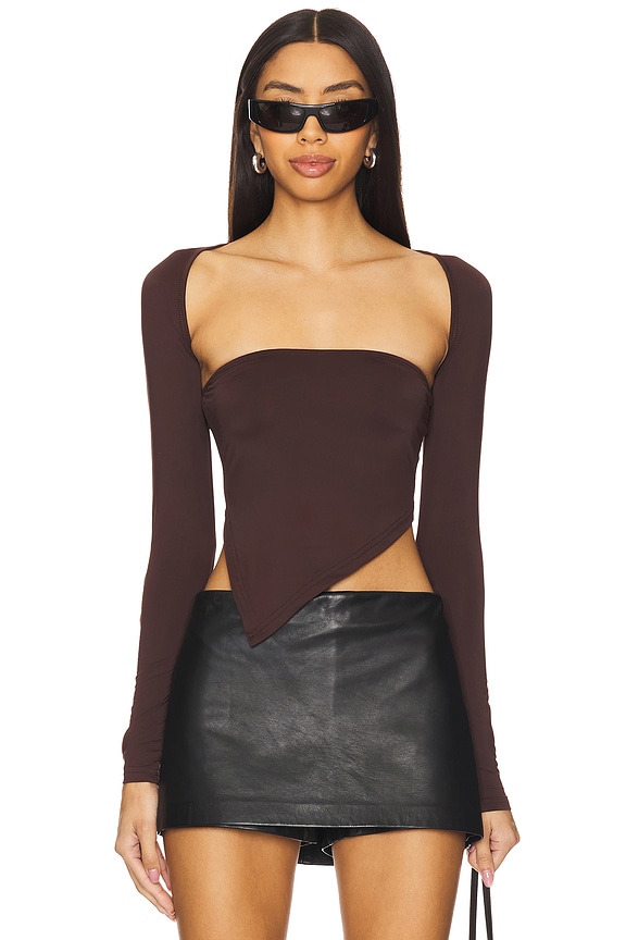 Image 1 of Dax Shrug Top in Chocolate Brown