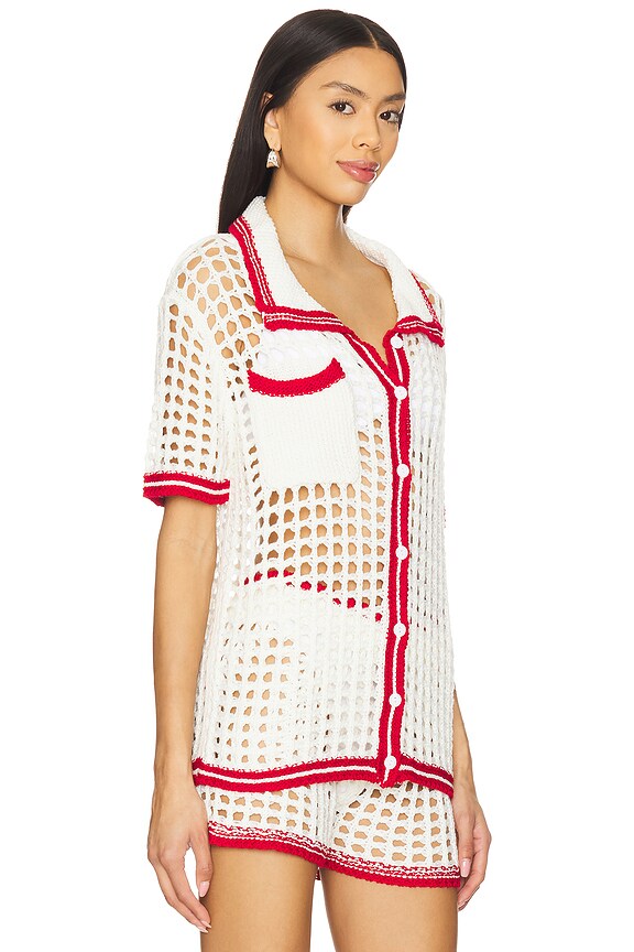 Superdown Short Sleeve Blouse In White