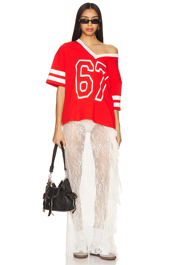 Superdown Milena Jersey Top In Red