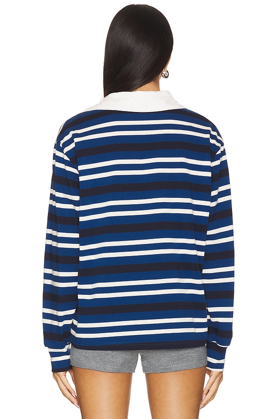 Superdown Sashia Polo Top In Blue Stripe
