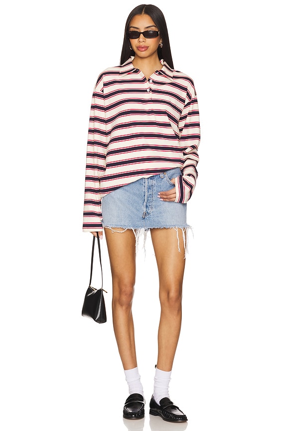 Superdown Cailyn Polo Top In Red & Navy