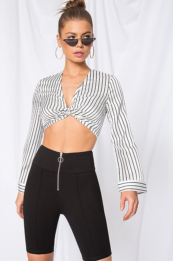 Image 1 of Janette Stripe Top in Black & White Stripe