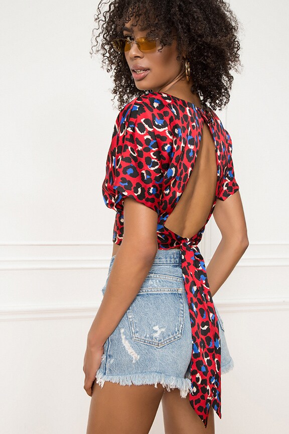 Image 1 of Camila Tie Back Top in Leopard