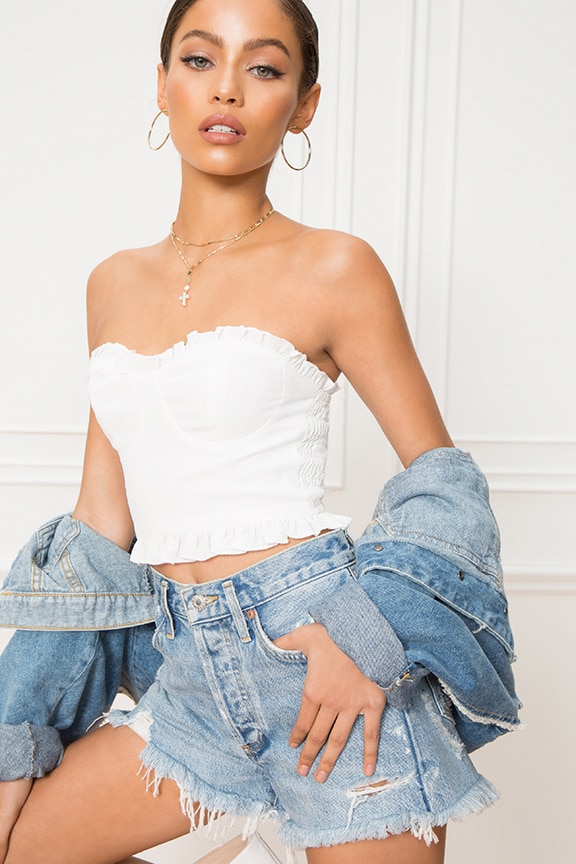 Image 1 of Laney Bustier Crop Top in White