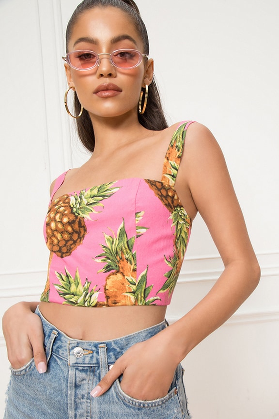 Image 1 of Lucia Crop Top in Pink Pineapple