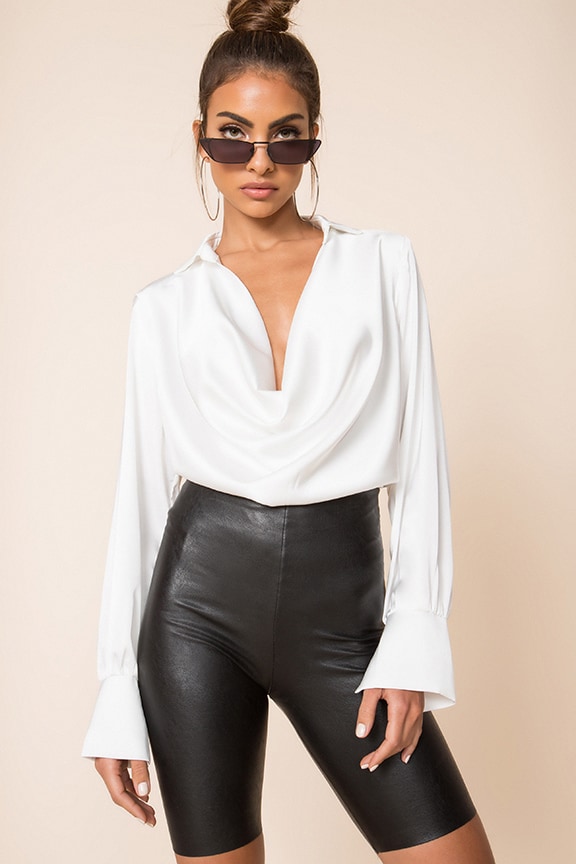 Image 1 of Tabbie Drape Plunge Top in White