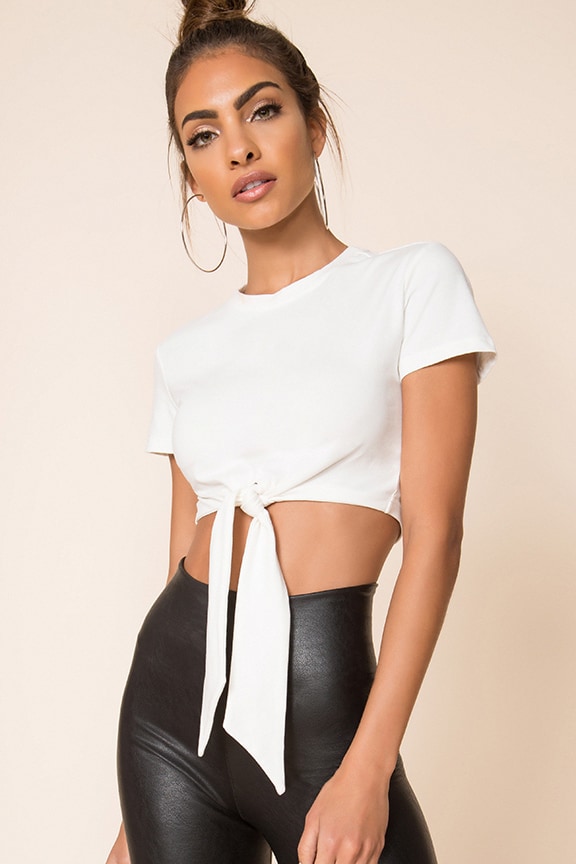 Image 1 of Beckie Tie Front Top in White