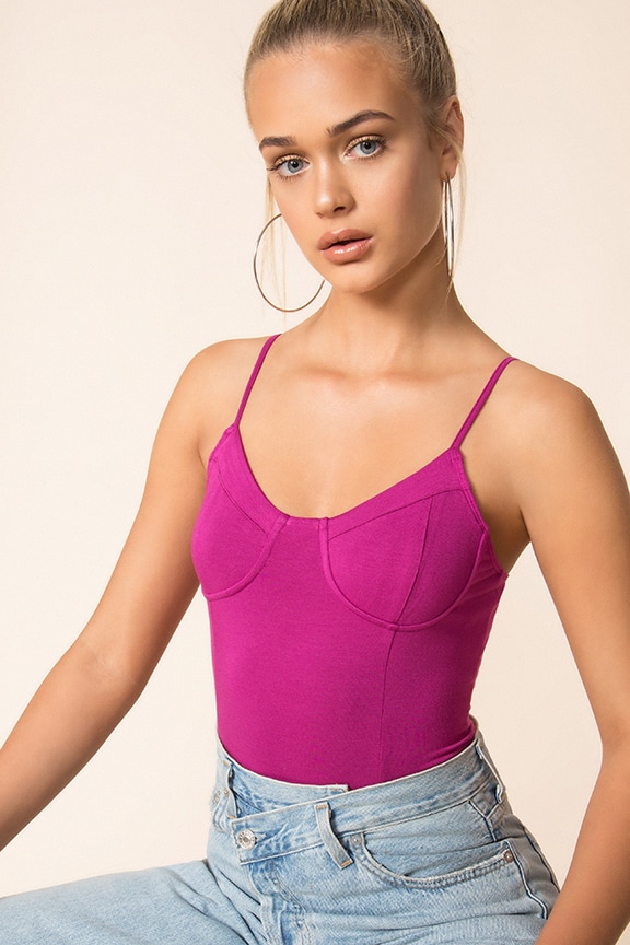 Image 1 of Sadira Bustier Bodysuit in Purple