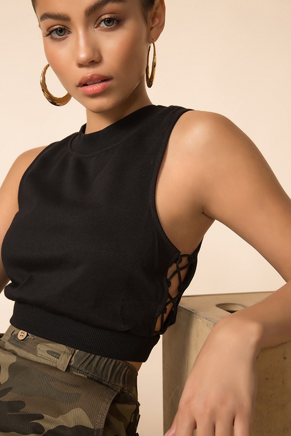 Image 1 of Taylor Lace Up Top in Black