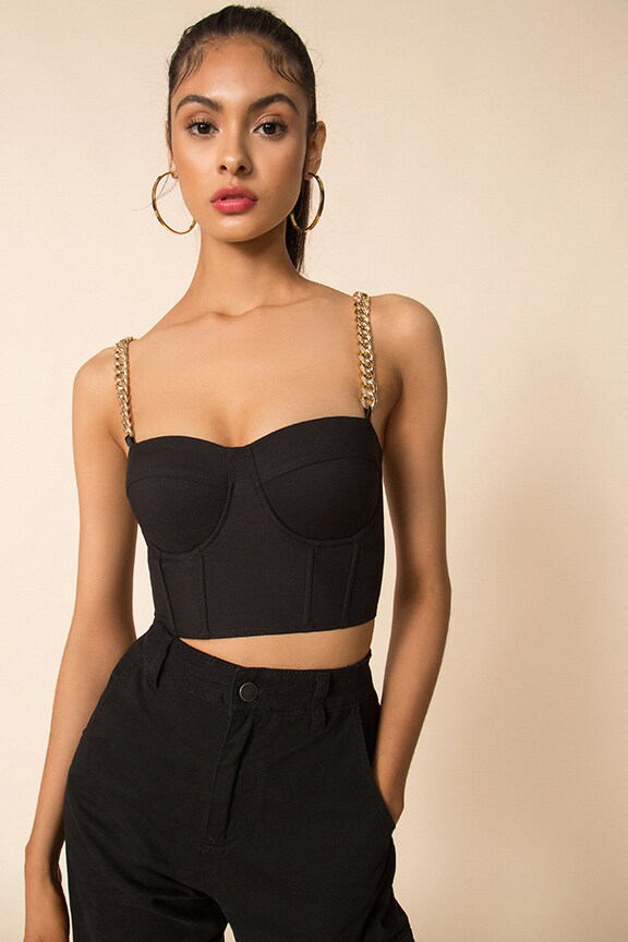 Image 1 of Raven Chain Strap Bustier in Black