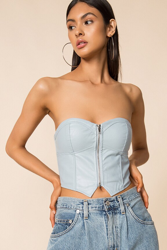 Image 1 of Harley Strapless Bustier Top in Light Blue