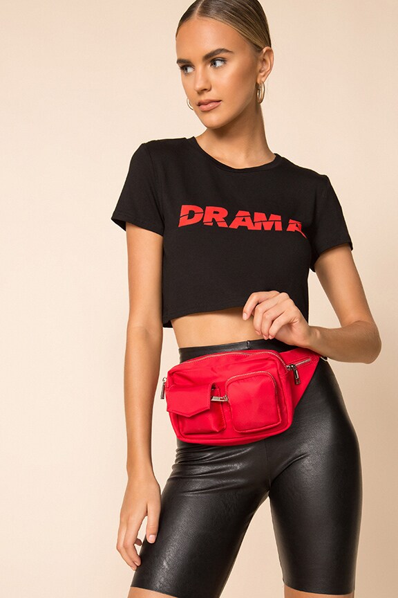 Image 1 of Brittany Cropped T Shirt in Black & Red