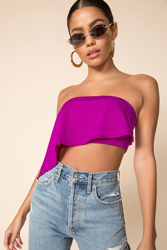 Image 1 of Micah Asymmetric Strapless Top in Magenta
