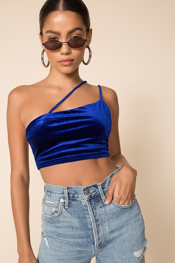 Image 1 of Mady Crop Top in Sapphire Blue