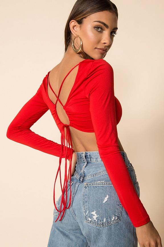 Image 1 of Tierra Lace Back Top in Red