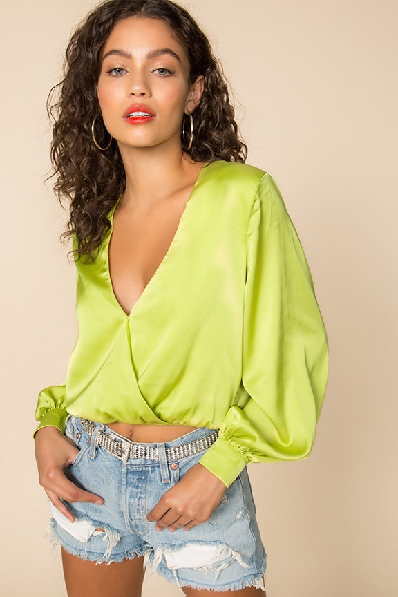 Image 1 of Abigail Wrap Top in Lime