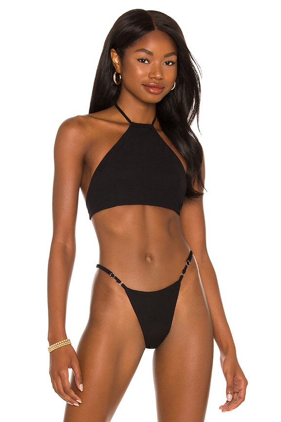 Image 1 of Lily Halter Bikini Top in Black