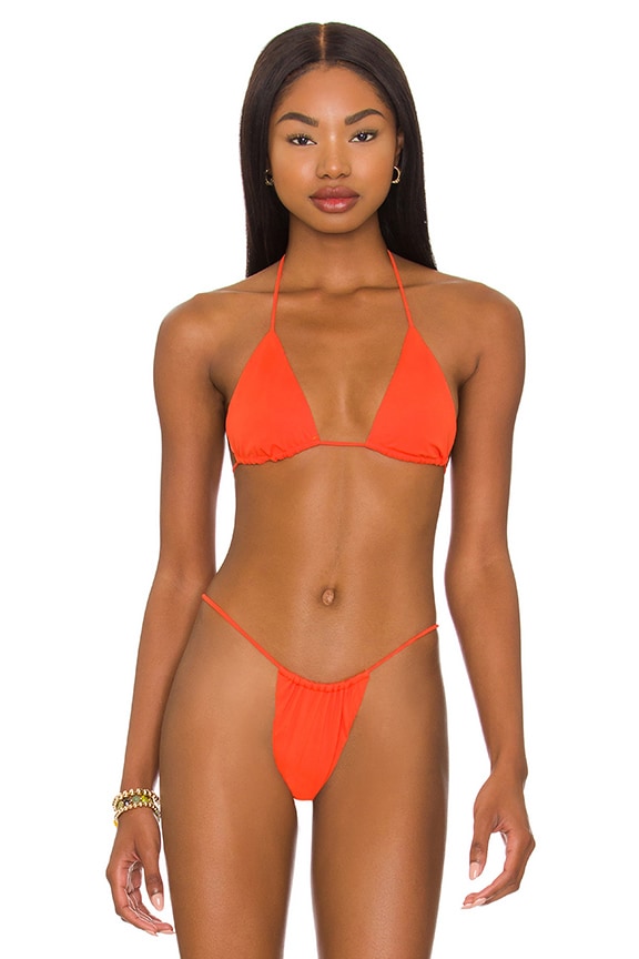 Image 1 of Raquel String Bikini Top in Neon Orange