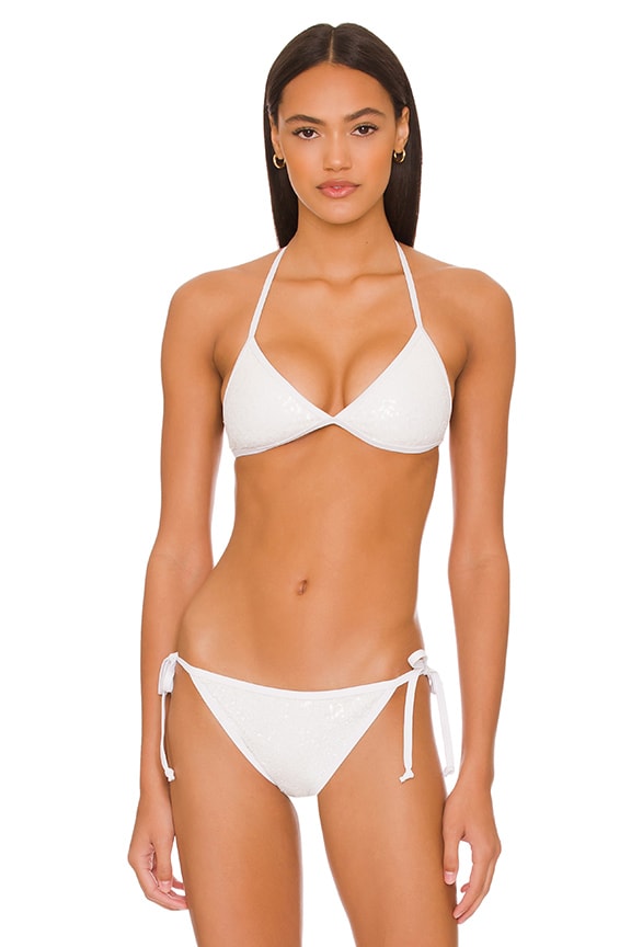 Image 1 of Chantell Sequin Bikini Top in White