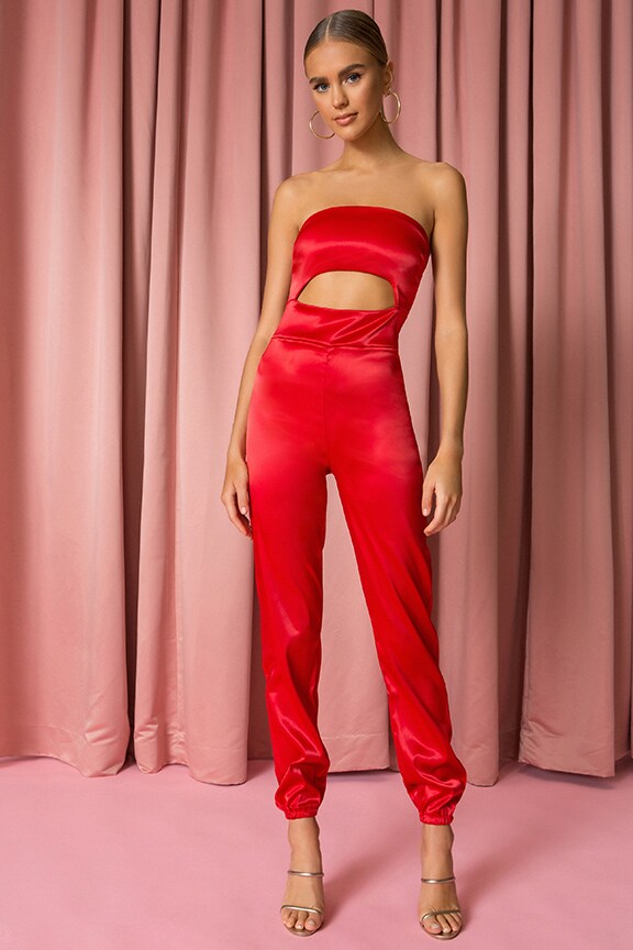 Image 1 of Gillian Cut Out Jumpsuit in Red