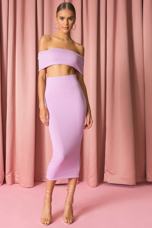 Image 1 of Strapless Maxi Skirt Set in Lavender