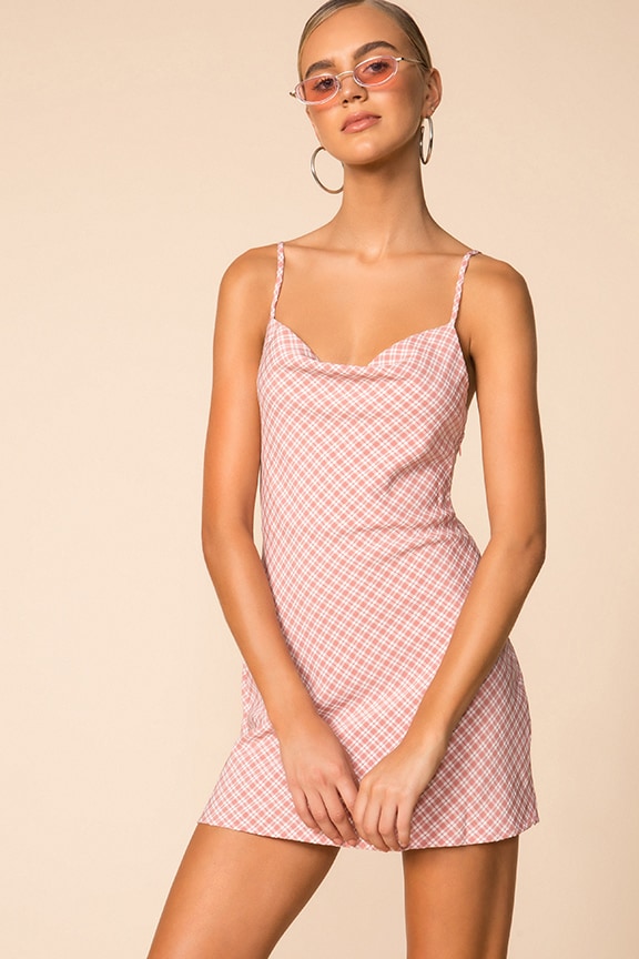 Image 1 of Cowl Neck Mini Dress in Dusty Pink
