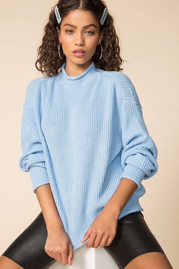 Image 1 of Rolled Neck Sweater in Blue