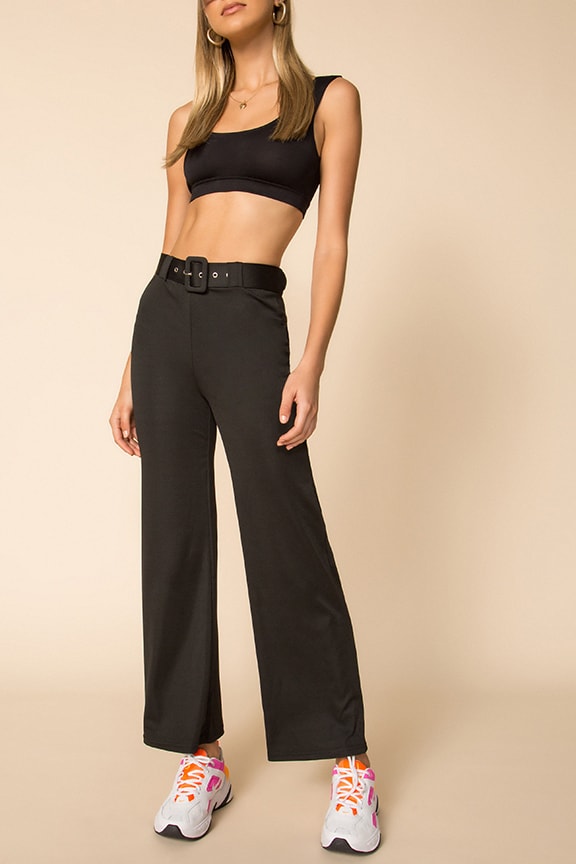 Image 1 of High Waisted Belted Pant in Black