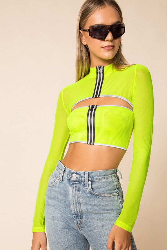 Image 1 of Cropped Mock Neck Top in Green