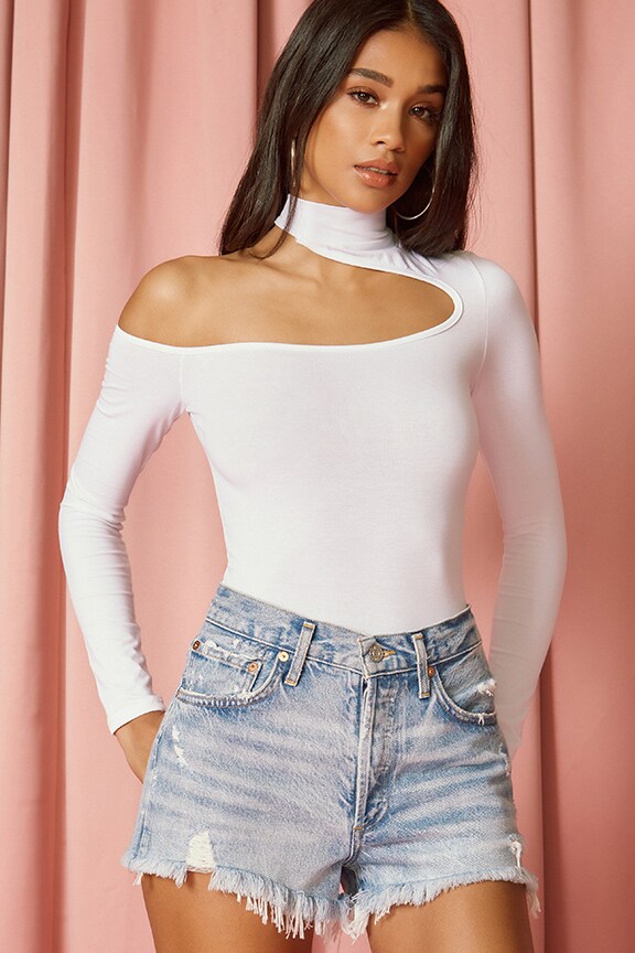 Image 1 of One Shoulder Bodysuit in White