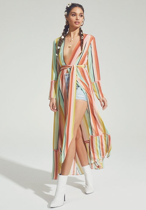 Contrast Maxi Cardigan Dress